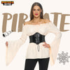 Renaissance Pirate Top Shirt Costume Women-Beige