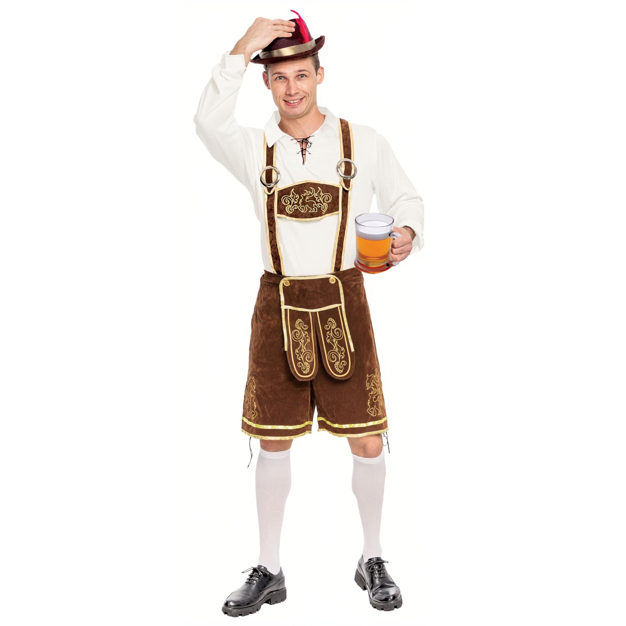 K107 Mens Lederhosen Oktoberfest Octoberfest Bavarian German Beer Costume Outfit - Foto 2