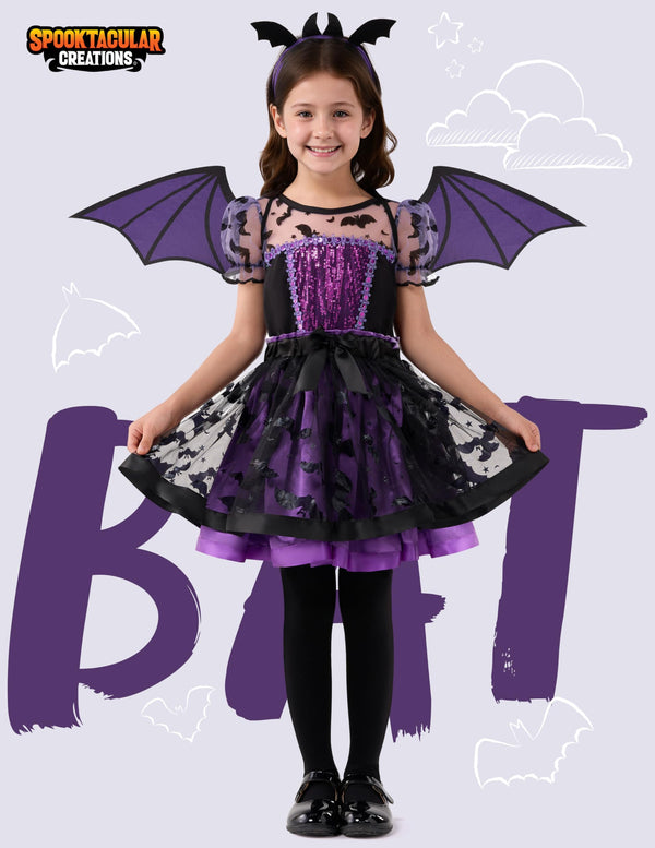 Halloween Girl Purple Bat Tutu Costume