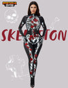Halloween Women Floral Skeleton Jumpsuit Costume