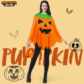 Halloween Pumpkin Poncho Costume Set for Women
