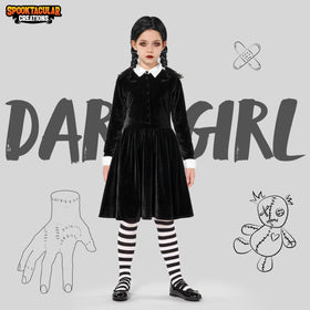 School Girl Collar Black Dress with Wig