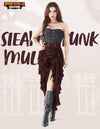 Women Steampunk Mullet Skirt Costume-Brown