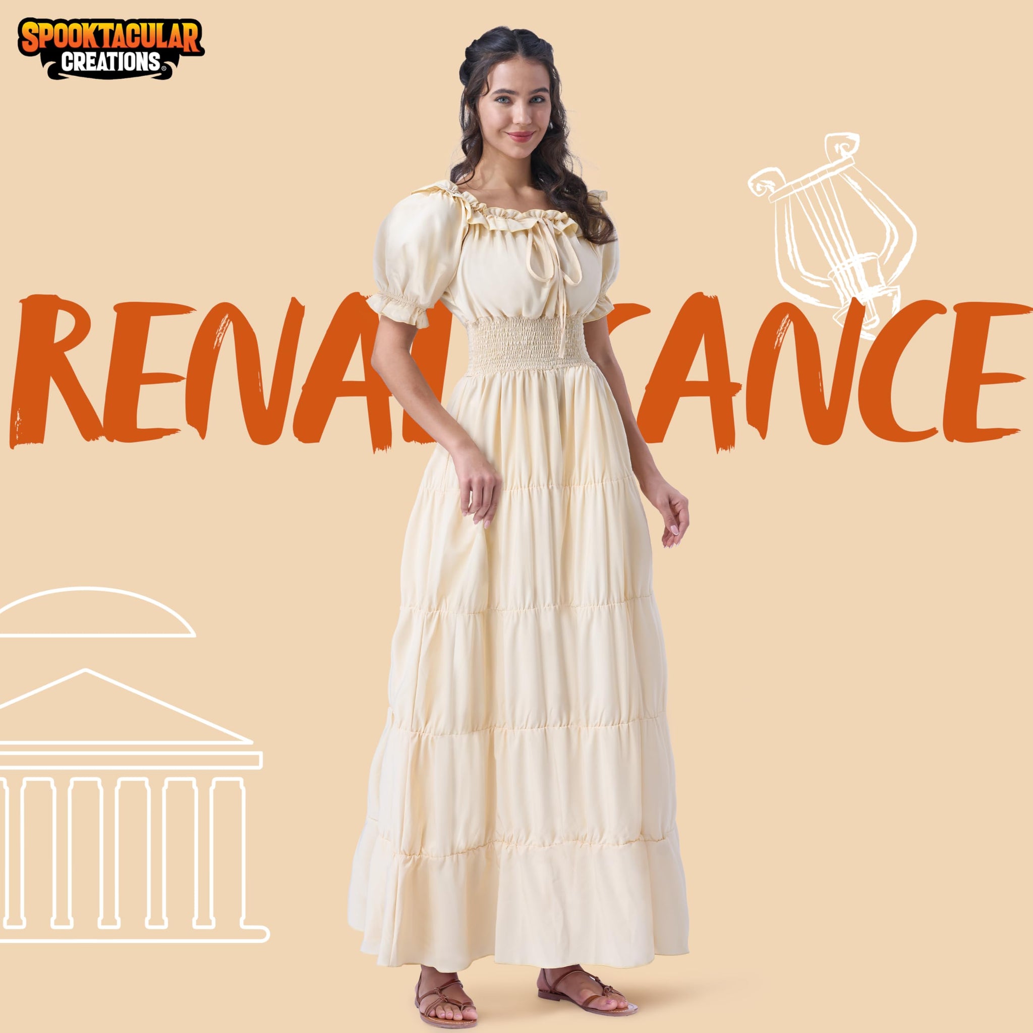 Halloween Women Renaissance Costume-Beige | Spooktacular Creations Halloween Women Renaissance Costume-Beige | Spooktacular Creations