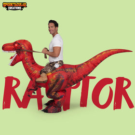 Adult Inflatable Dinosaur Costume, Riding a Raptor Red