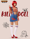 Scary Killer Doll Costume with Wig and Toy Knife