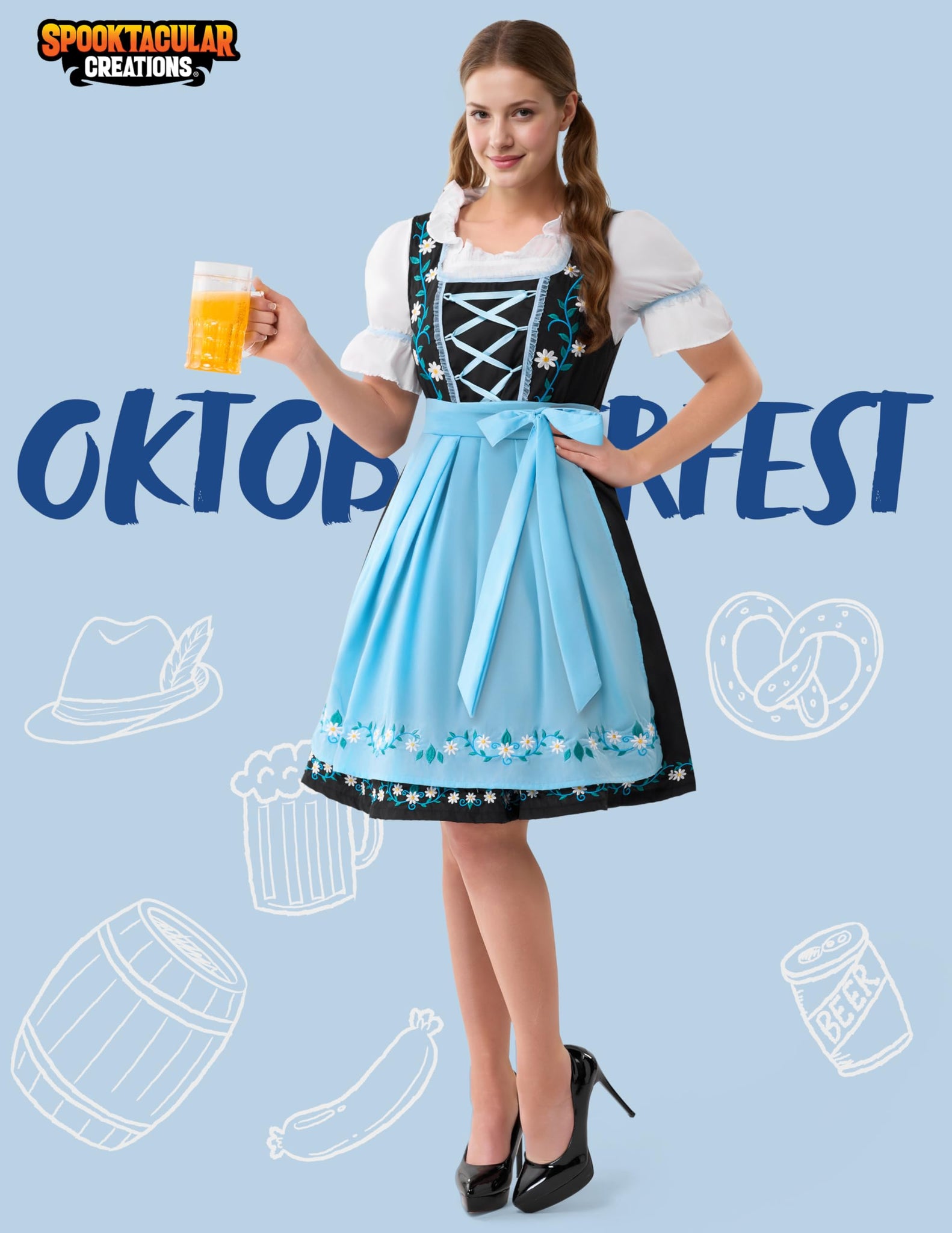 Dirndl Dresses Women Oktoberfest Costume, Bavarian German Outfits for Halloween Parties Beer Carnival | Spooktacular Creations Dirndl Dresses Women Oktoberfest Costume, Bavarian German Outfits for Halloween Parties Beer Carnival | Spooktacular Creations