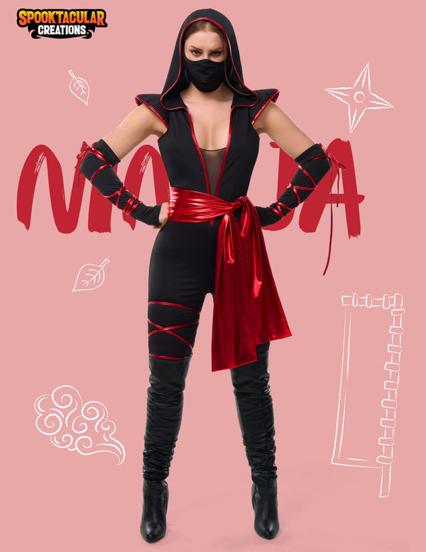 Halloween Ninja Costume for Women with Ninja Mask