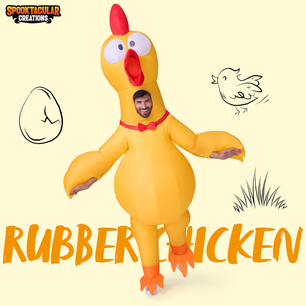Adults Halloween Inflatable Rubber Chicken Costume, Full Body Blow Up ...