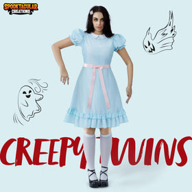 Blue Puff Sleeve Creepy Doll Dress for Women