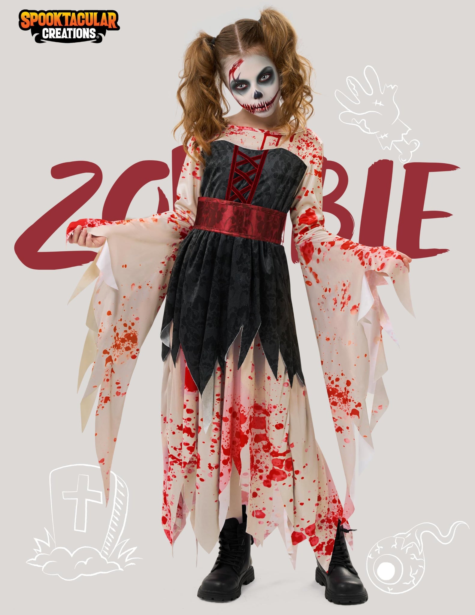 Halloween Zombie Costume for Girls, L