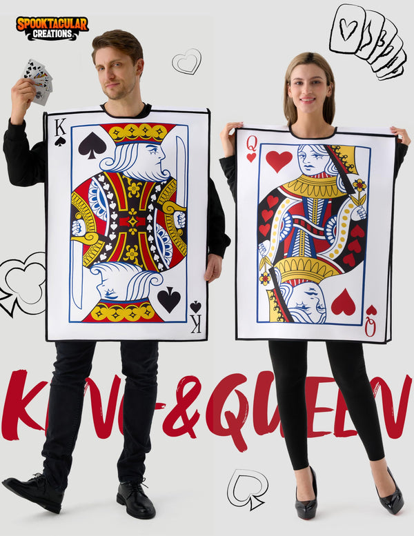 2 Pcs Adult Couple King & Queen Playing Card Costume