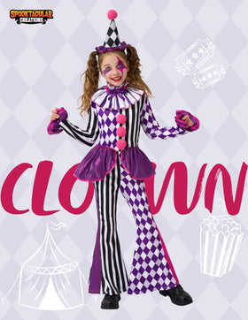 Halloween Jester Clown Costume for Girls