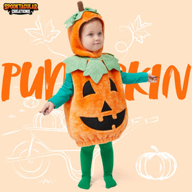 Halloween Baby Pumpkin Costume with Green leaves
