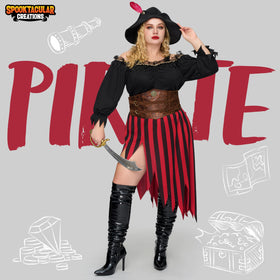 Plus Size Pirate Costume Women Halloween Costumes with Pirate Hat