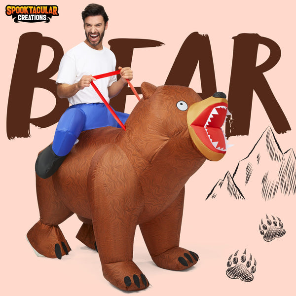 Adults Riding a Bear Halloween Inflatable Costumes