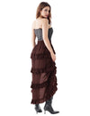 Women Steampunk Mullet Skirt Costume-Brown