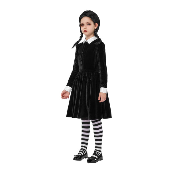 School Girl Collar Black Dress with Wig