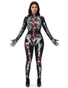 Halloween Women Floral Skeleton Jumpsuit Costume