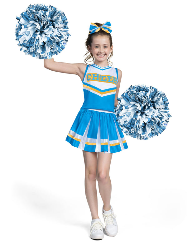 Halloween Girl Cheerleader Costume, Cheer Uniform Set - Sky Blue