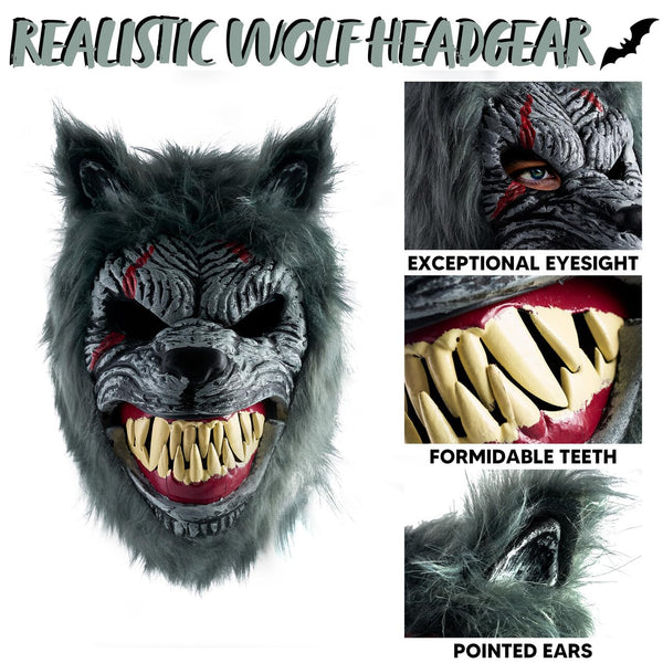 Halloween Wolf Werewolf Mask with Movable Jaw