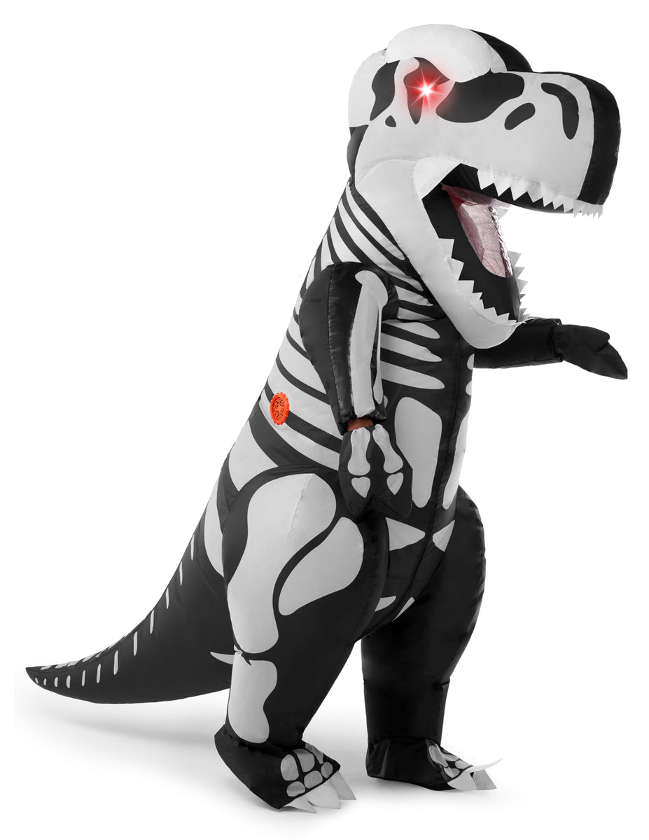 Adult Inflatable Dinosaur Costume, LED Eyes Skeleton T-Rex ...