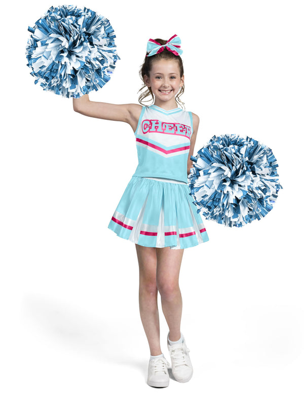 Halloween Girl Cheerleader Costume, Cheer Uniform Set-Light Blue