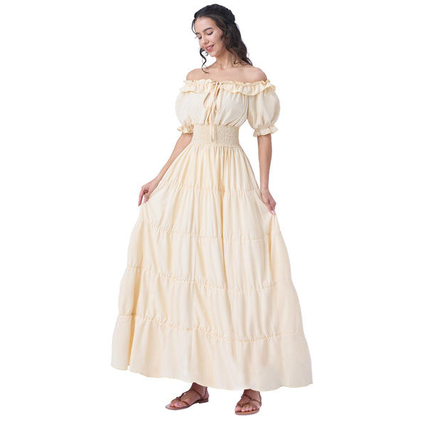 Halloween Women Renaissance Costume-Beige