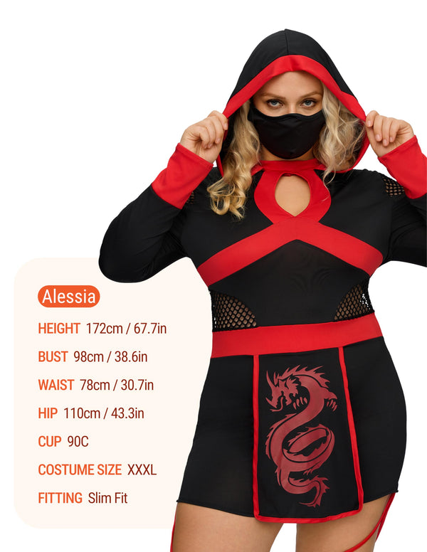 Halloween Ninja Costume Adult with Mask Women's Plus