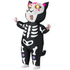 Adults Skeleton Cat Halloween Inflatable Costumes with LED Eyes