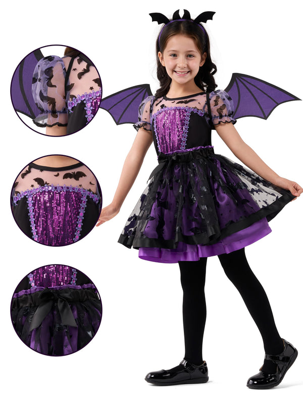 Halloween Girl Purple Bat Tutu Costume