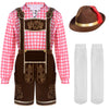 Men Lederhosen Oktoberfest Outfit Costume, Red