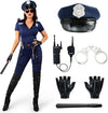 Women Blue Police Jumpsuit Costume