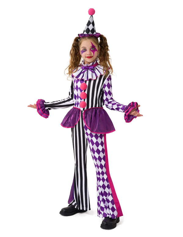 Halloween Jester Clown Costume for Girls