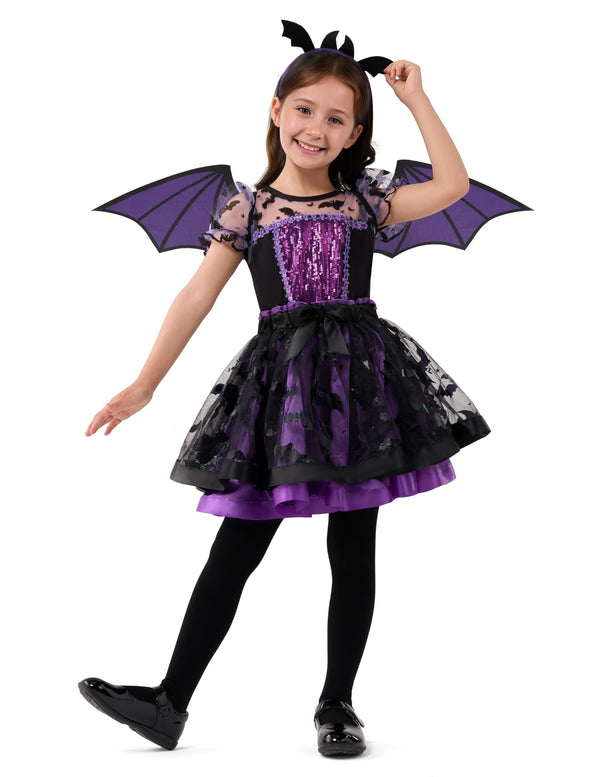 Halloween Girl Purple Bat Tutu Costume