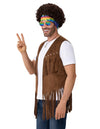 5 Pcs Halloween Men Hippie Vest Costume Set with Wig