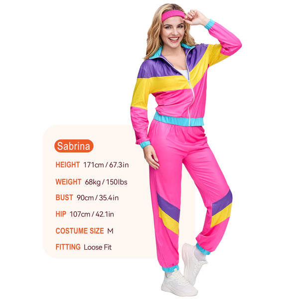 2 Pcs 80s Track Suit Women