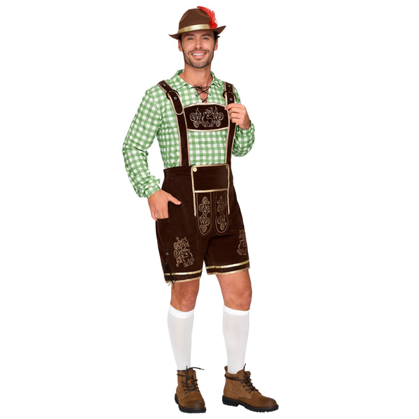 Men Lederhosen Oktoberfest Outfit Costume, Green