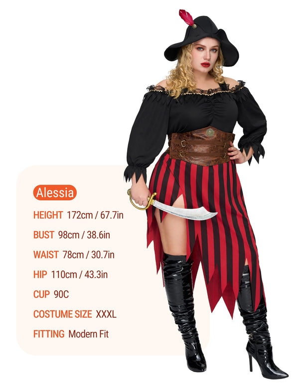 Plus Size Pirate Costume Women Halloween Costumes with Pirate Hat
