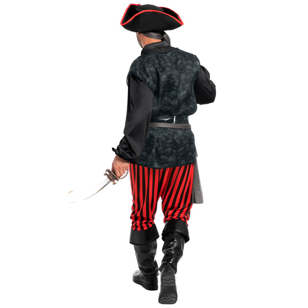 Adult Men Dark Pirate Costume for Halloween, Black