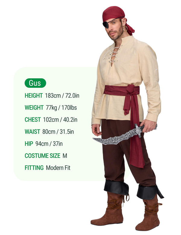 Adult Halloween Costume Renaissance Medieval Viking Pirate Costume