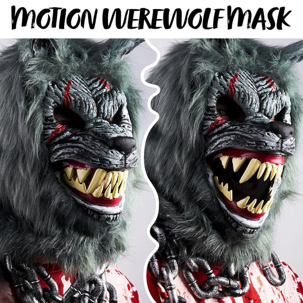 Halloween Wolf Werewolf Mask with Movable Jaw