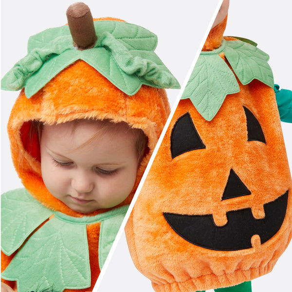 Halloween Baby Pumpkin Costume with Green leaves