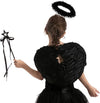 Black Angel Wings & Halo Headband with Wand - Child