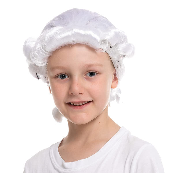 White Colonial George Washington Wig For Role Play Cosplay - Child