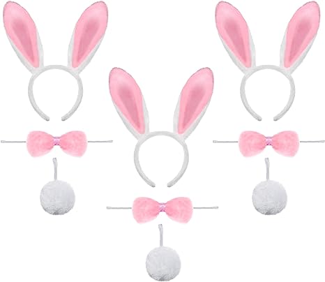 White Bunny Cosplay Accessories Set, 3 Pack