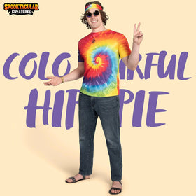 5 PCS Hippie Costume Set 60S 70S Colorful T-Shirt