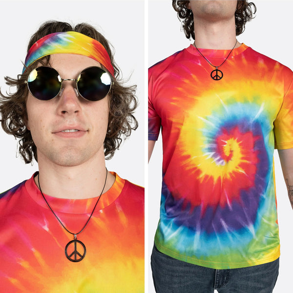 5 PCS Hippie Costume Set 60S 70S Colorful T-Shirt
