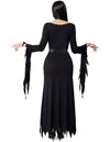 Long Black Gothic Dress, Classic With Belt