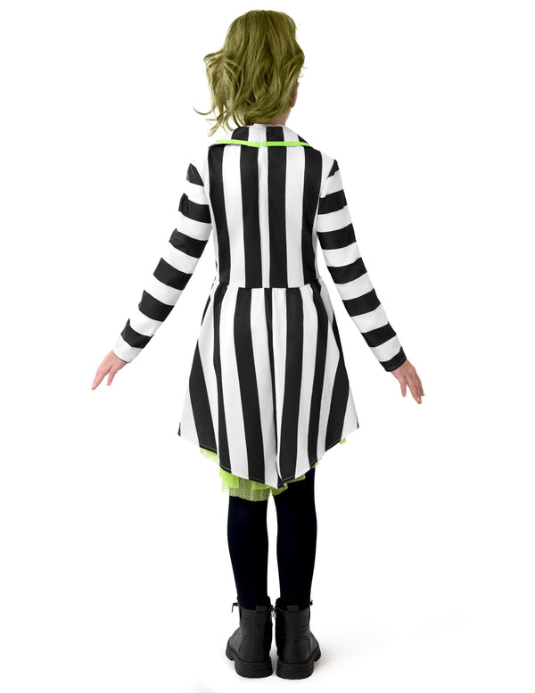 Horror Black and White Vertical Striped Costume for Girls